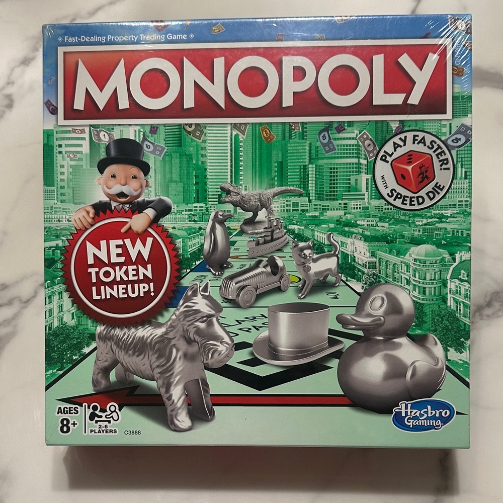 Hasbro Monopoly Board Game with Silver Tokens